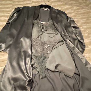 Victoria's Secret Gray Kimono Robe with Baby doll